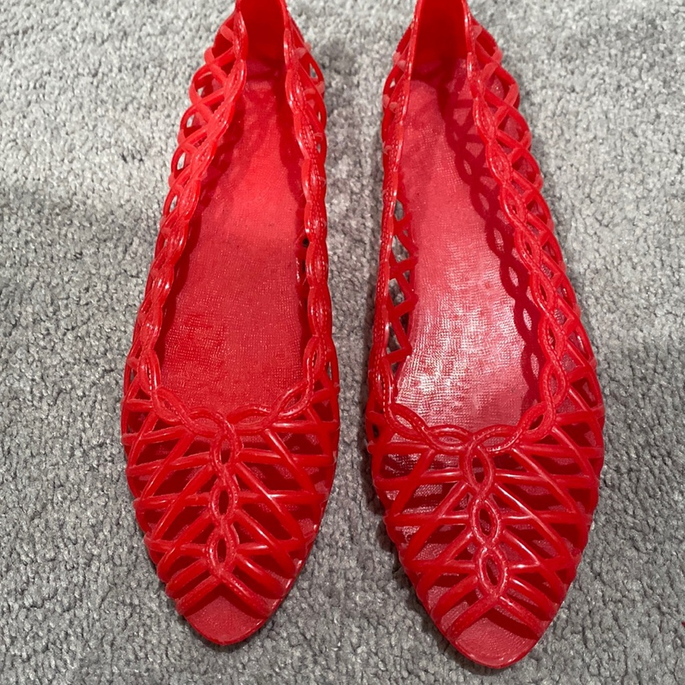 Red adult jelly shoes